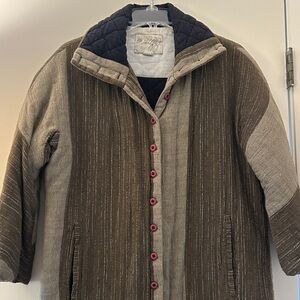 Brown & Beige Quilted Overcoat